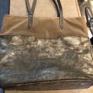 Silver/Tan Tote Bag
